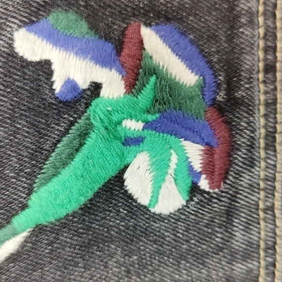 CYNTHIA Rowley Embellished Kick Flare Dark Wash Cargo Jeans, Size 0 - Picture 11 of 15